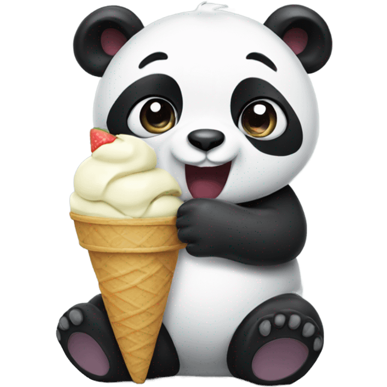 Panda eating ice cream emoji