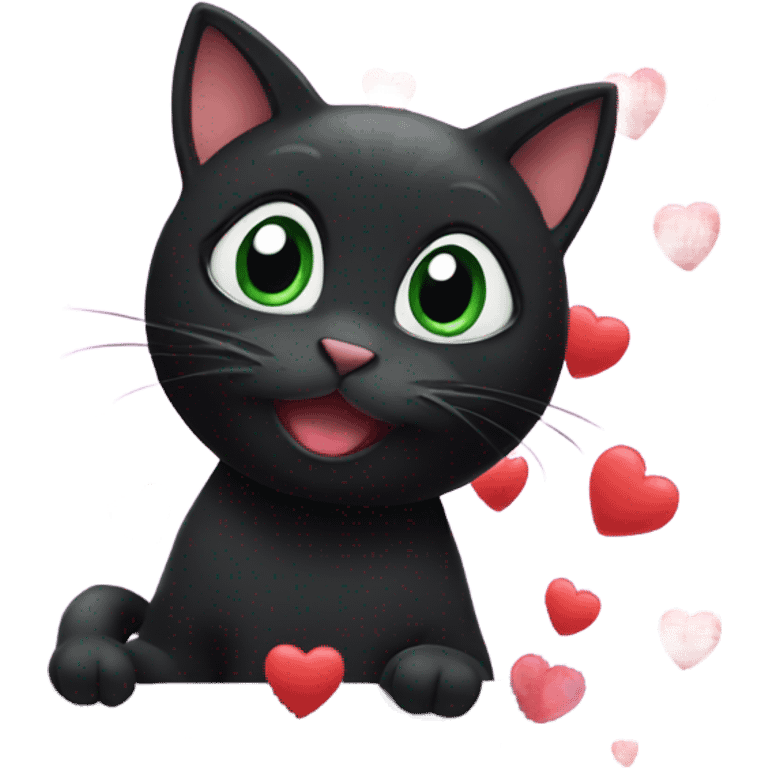 black cat with hearts surrounding emoji