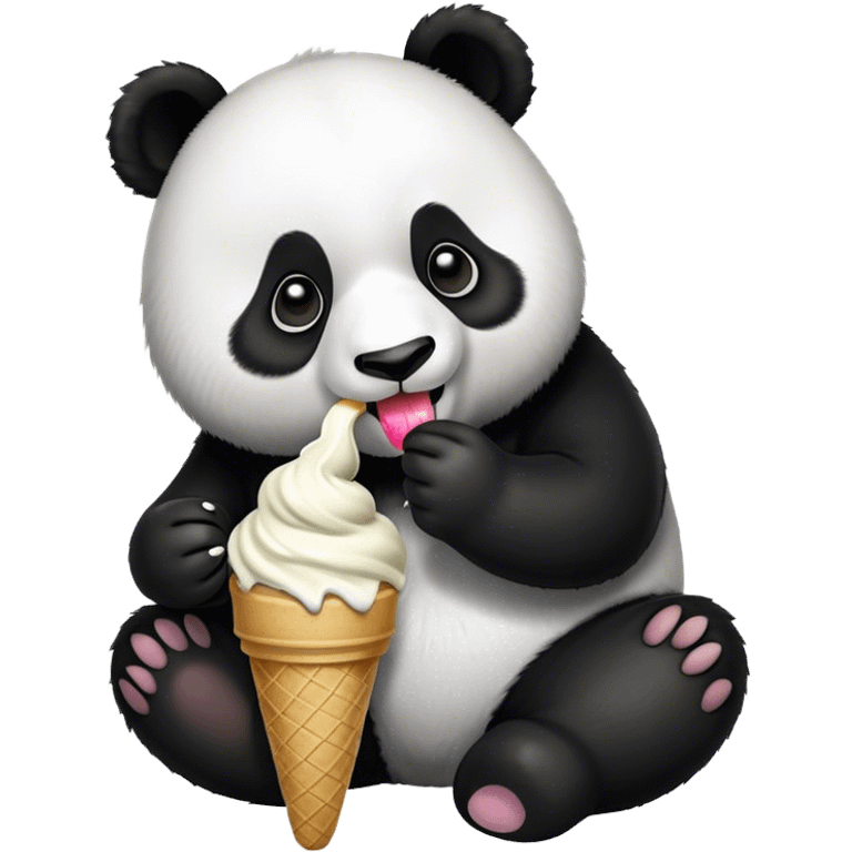 Panda eating ice cream emoji