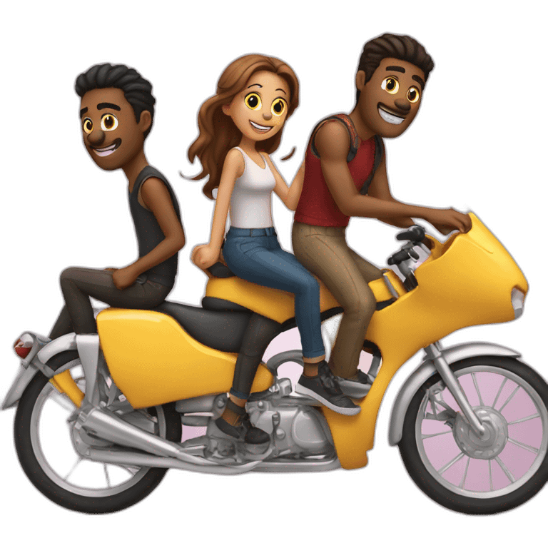 3 friends are going in bike emoji