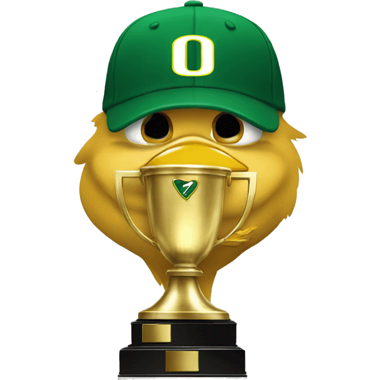 Oregon duck kissing a trophy emoji