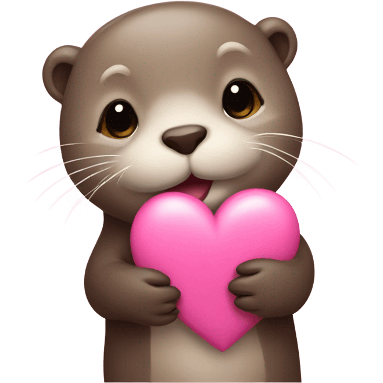 Otter holding pink heart  emoji