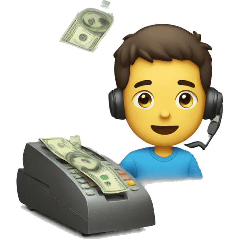 boy watching in the phone and it bring him money emoji