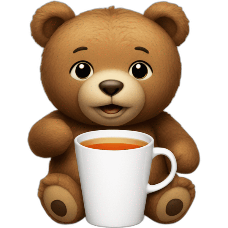 Teddy bear from ted the movie drinking tea emoji