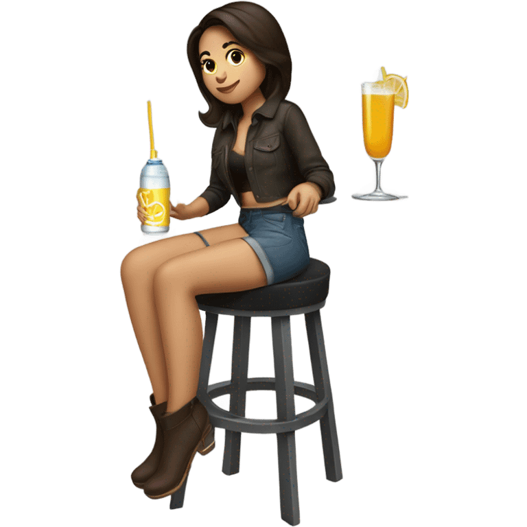 Brunette girl sitting at a bar  emoji