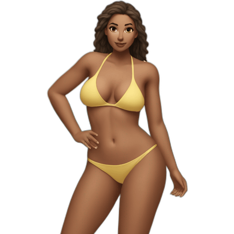 Slim-thicc Caucasian woman small bikini pose (beach body) emoji