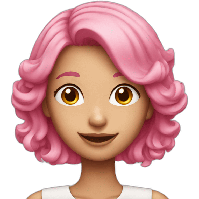 beautiful girl with pink hair smiling emoji