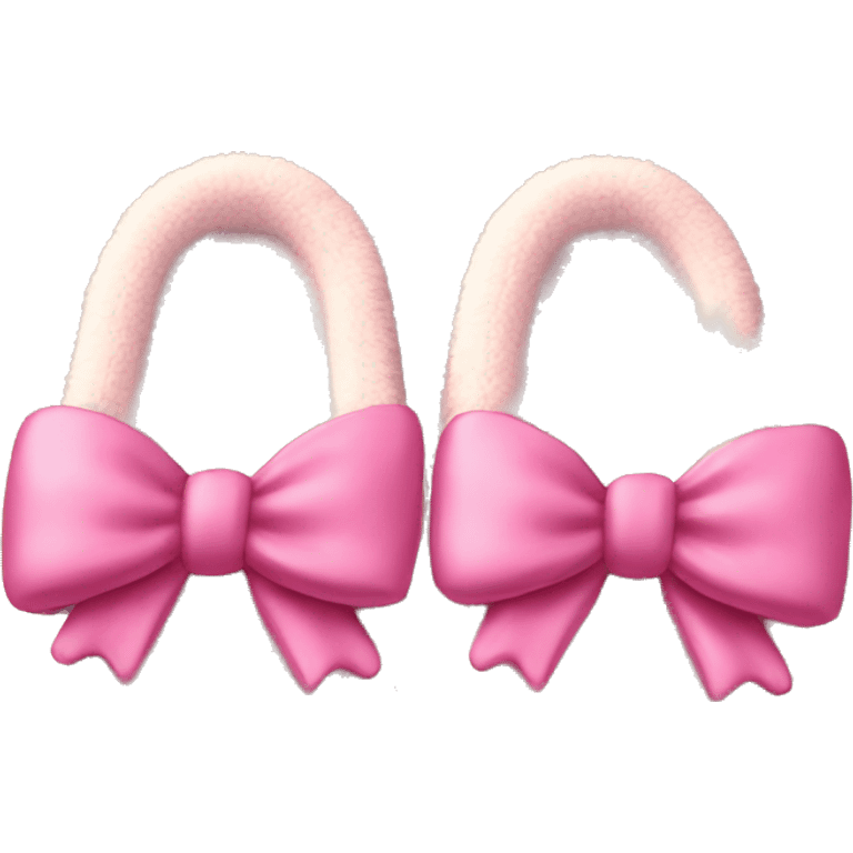 cozy house slippers with 4 pink bows on each slipper emoji