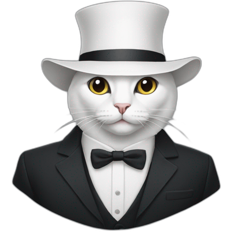 cat with white hat and black suit emoji