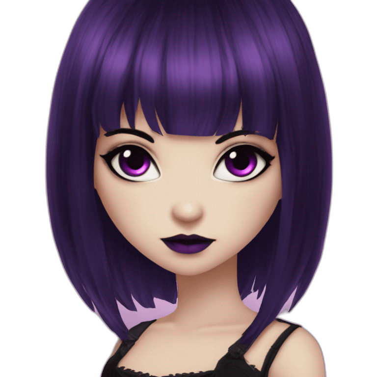 Elissabat -with bangs -long-hair-dark-plumpurple-and-black-vampire-goth-makeup-pinkeyes-romanticgothcloses- emoji