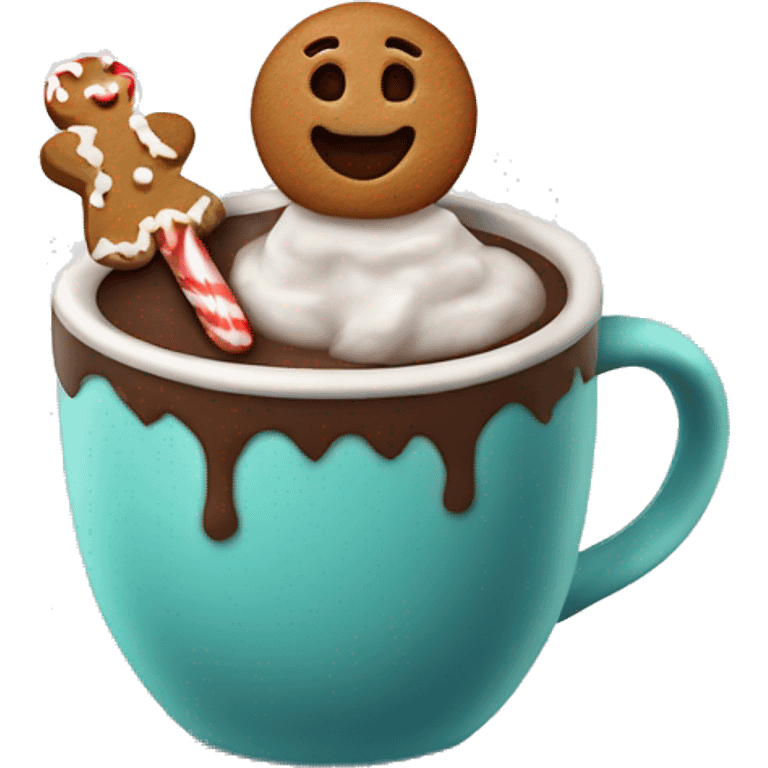 hot cocoa with little gingerbread man in the cup emoji