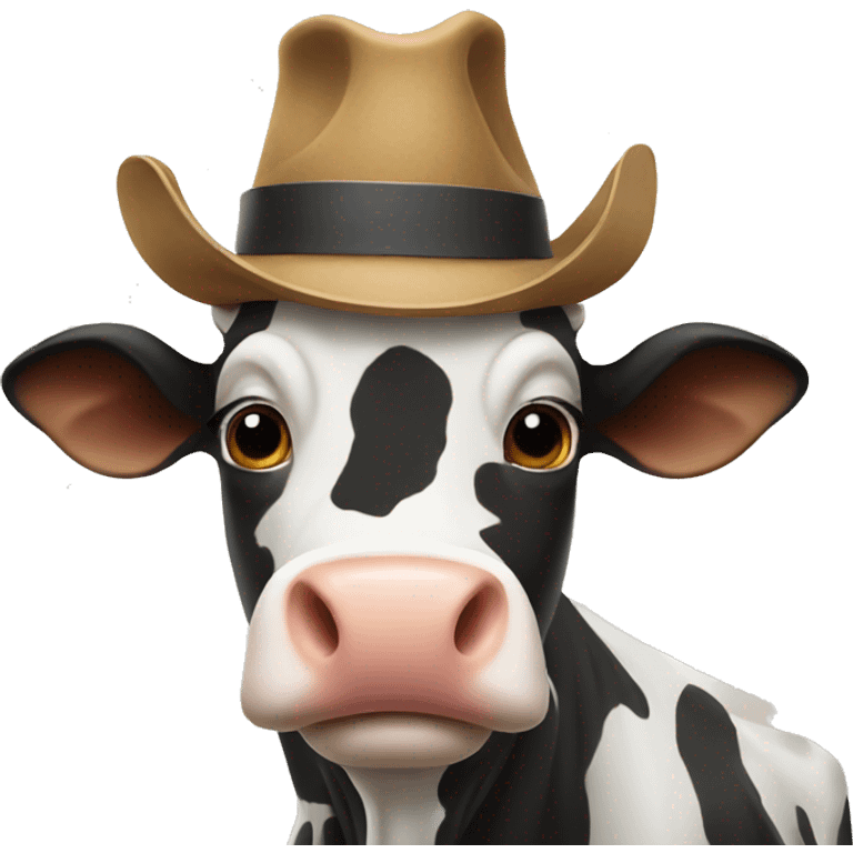 Cow wearing hat emoji