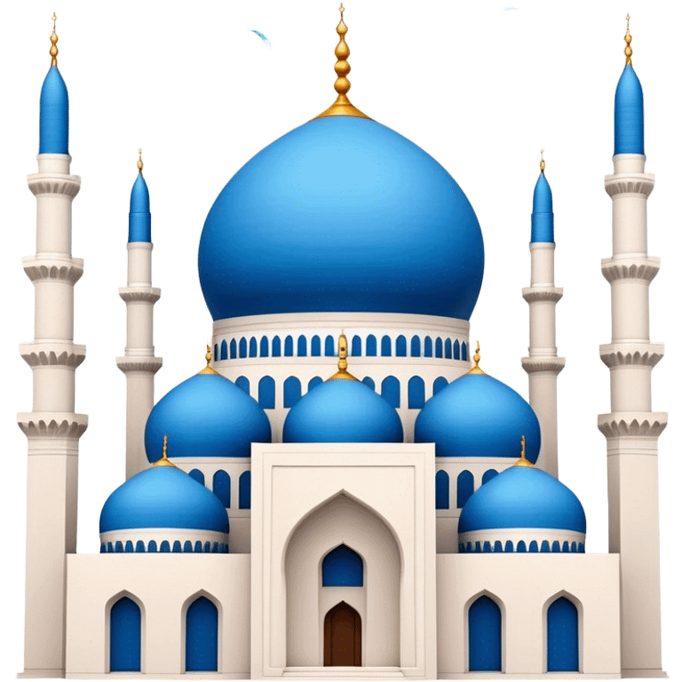 Cinematic Realistic Mohammad Al-Amin Mosque Landmark Emoji, showcasing its striking blue dome, towering minarets, and detailed Arabic calligraphy. emoji