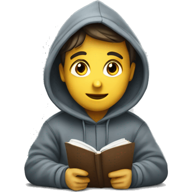 Student with a hoodie studying for the Cambridge exam emoji