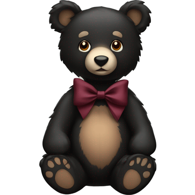 black bear with burgundy hair bow emoji