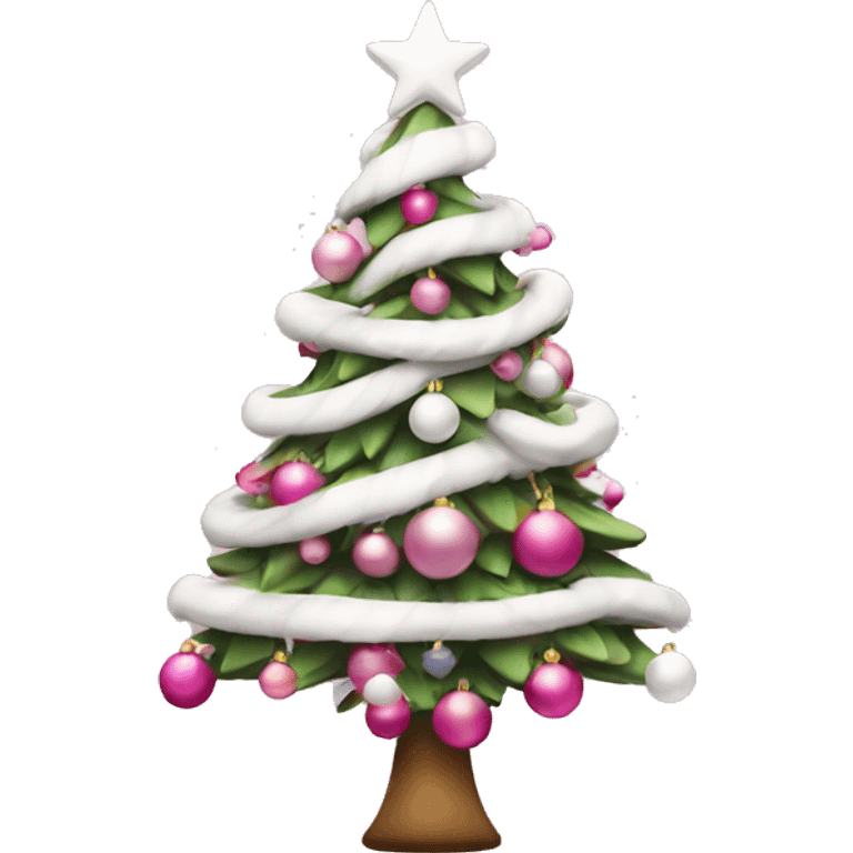 Christmas tree with pink and white decoration  emoji