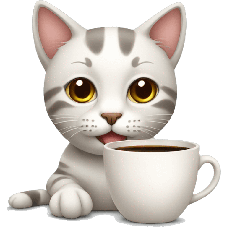 Cute cat with coffee  emoji