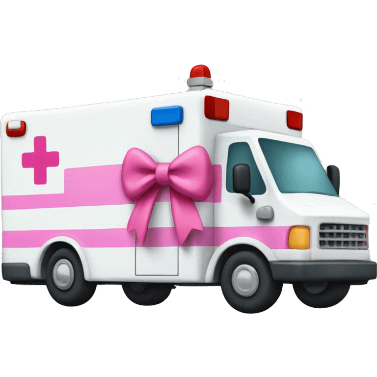 Ambulance with a pink bow on top emoji