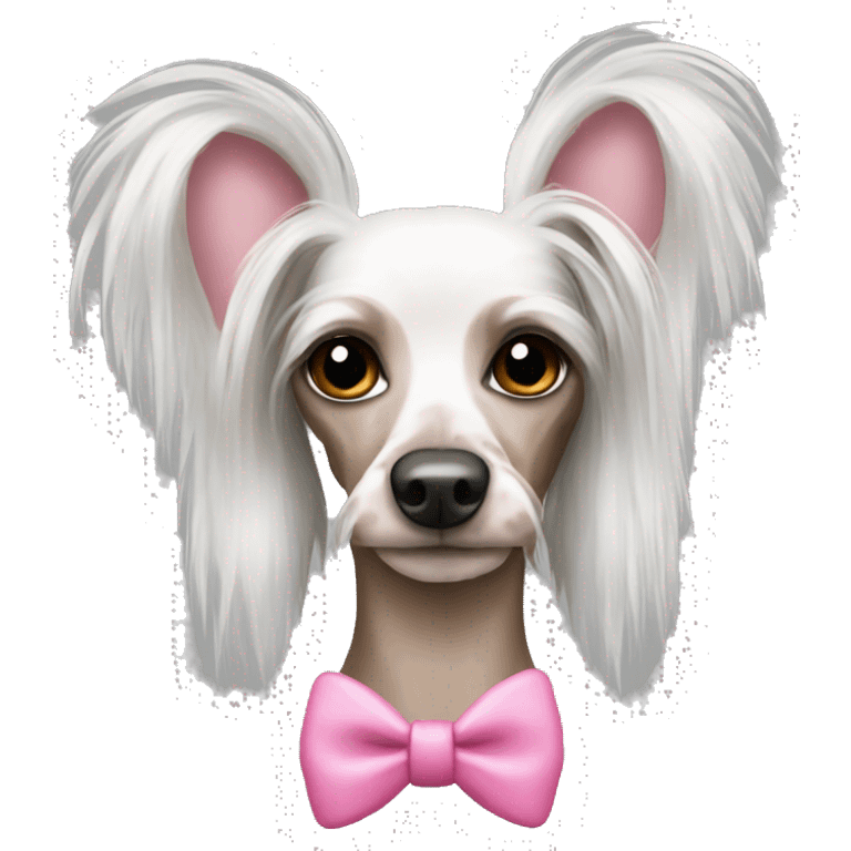 Chinese crested with pink bow emoji