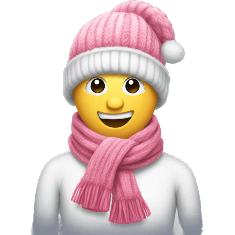 Pink scarf snowman emoji