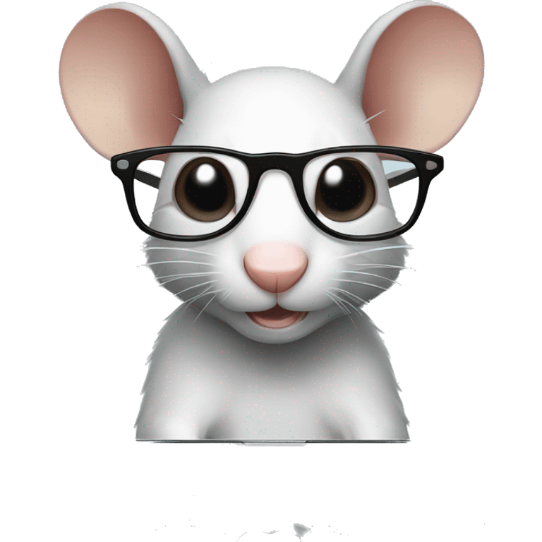 A black rat with glasses and a macbook emoji