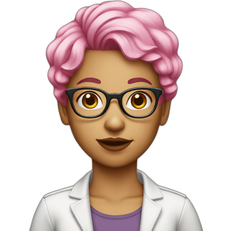 Nerd girl pink hair with glasses emoji