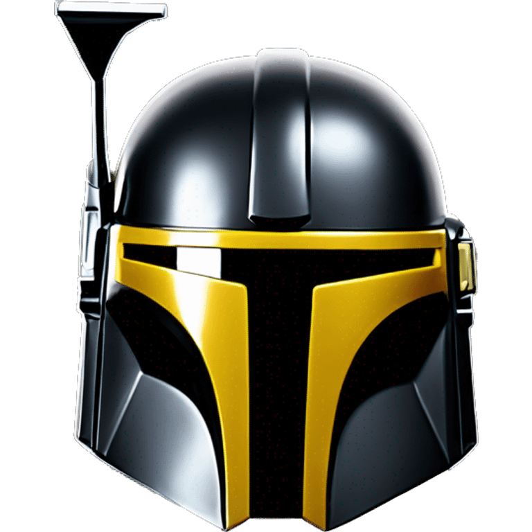 Gloss black and yellow mandalorian helmet with one antenna emoji