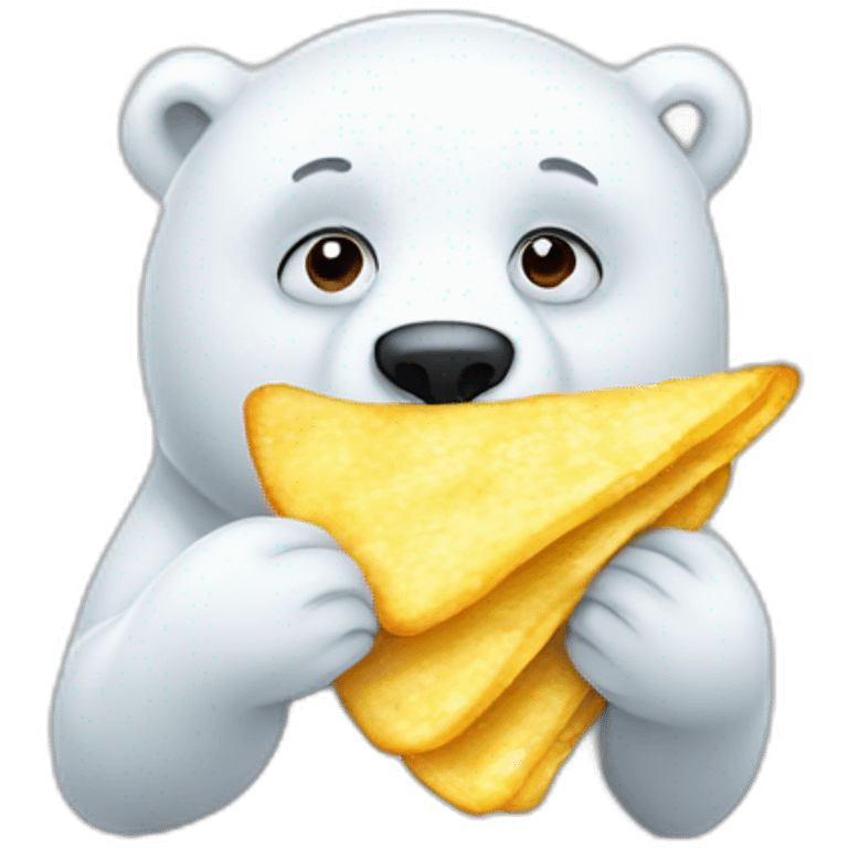 small polar bear eats chips emoji