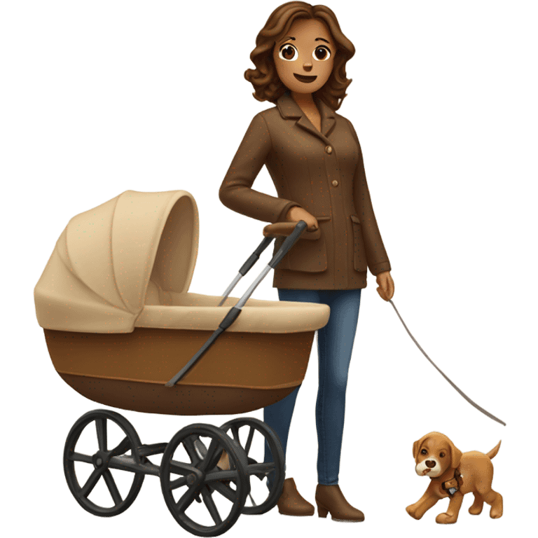 beautiful mother with brown hair. next to caramel baby carriage emoji