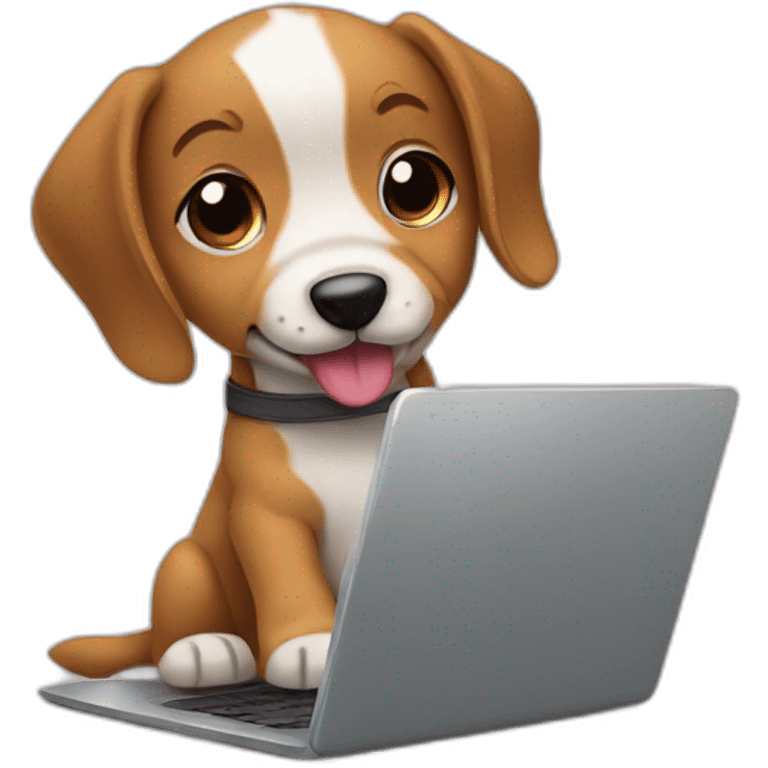 puppy behind a laptop emoji