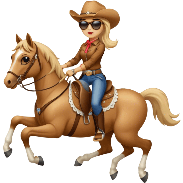 Cowgirl with sunglasses riding a horse  emoji