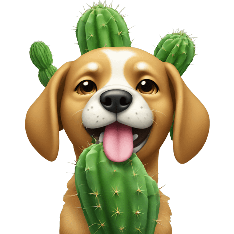 dog licking cactus emoji