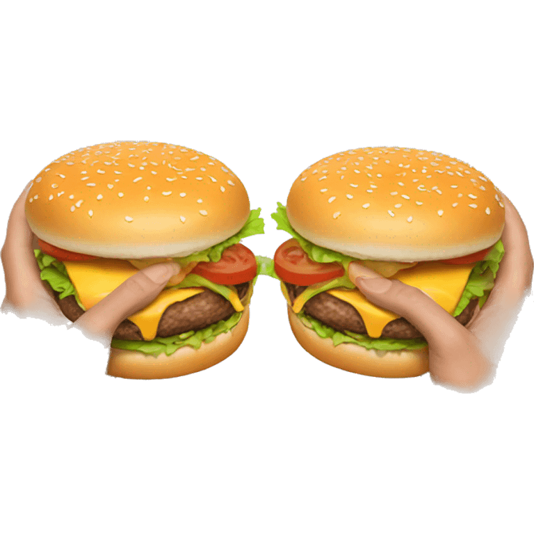 two hands holding burger with bite taken out  emoji