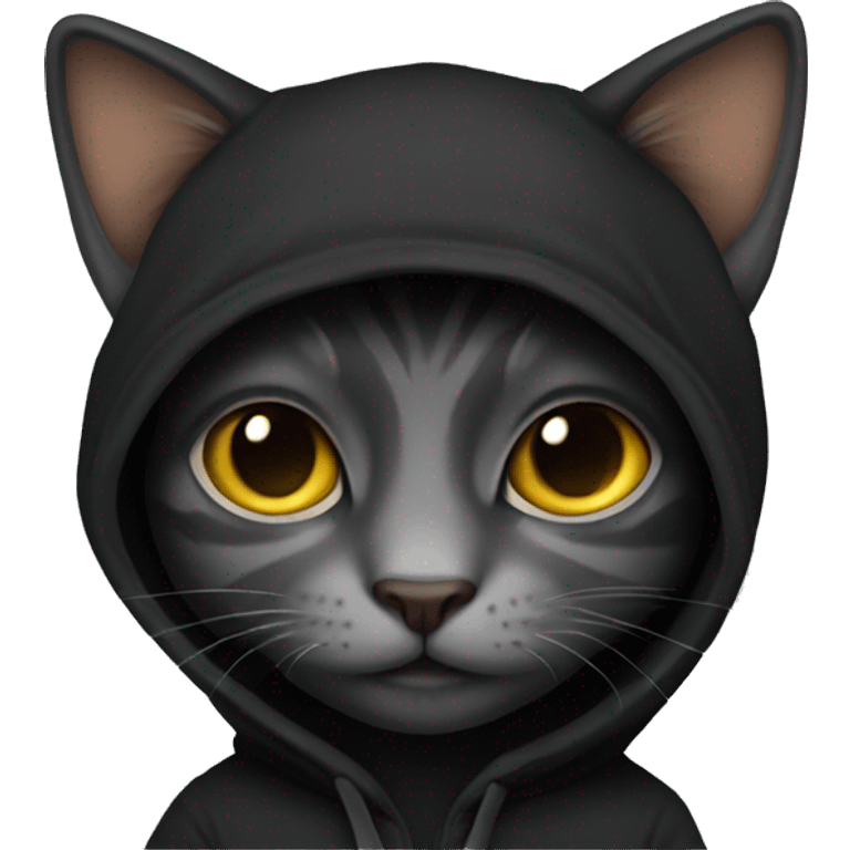 cat with black hoodie emoji