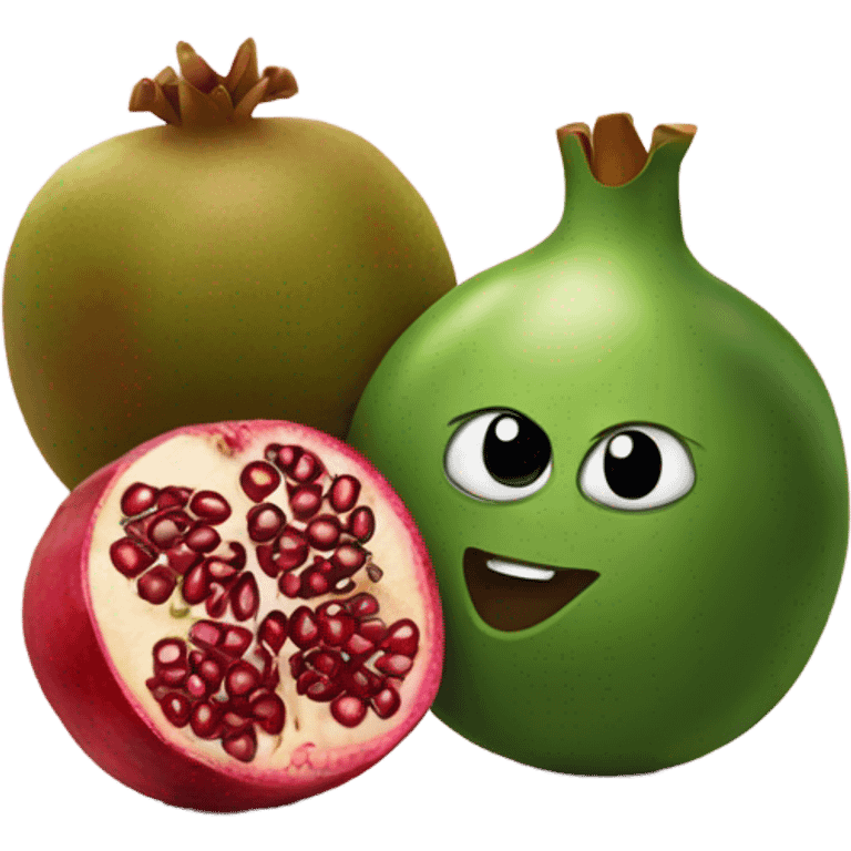 one kiwi and one pomegranate close to each other emoji