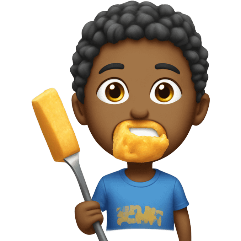  kid shoveling cheese puffs in his mouth  emoji