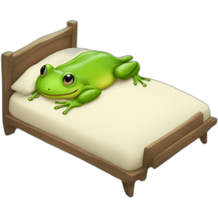 Frog+sleep are bed+happy emoji