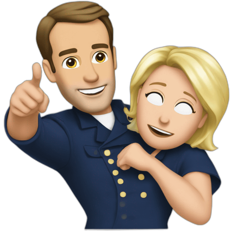 Macron qui embrasse marine le pen emoji