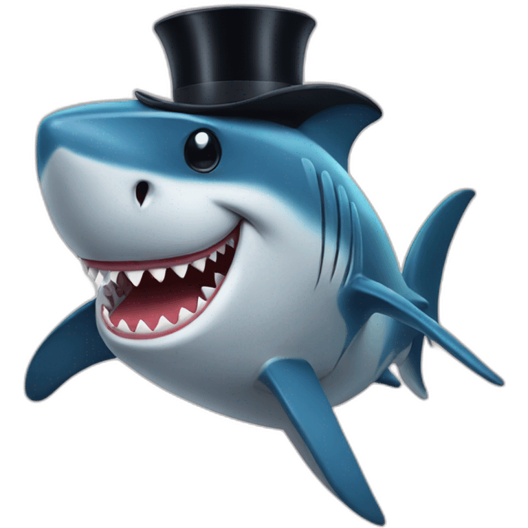 Shark with a top hat emoji