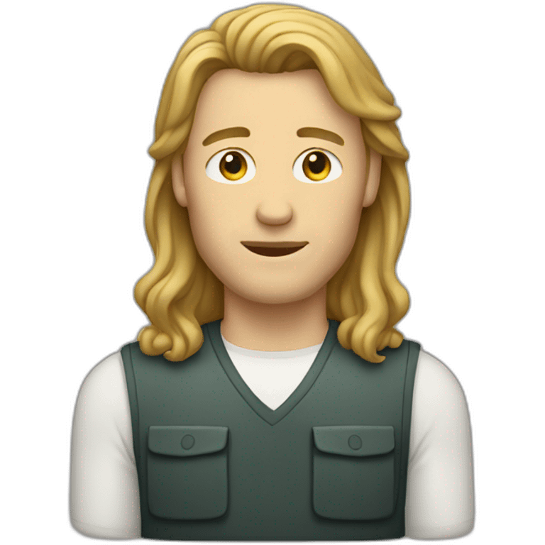 White man with dark blonde mullet emoji