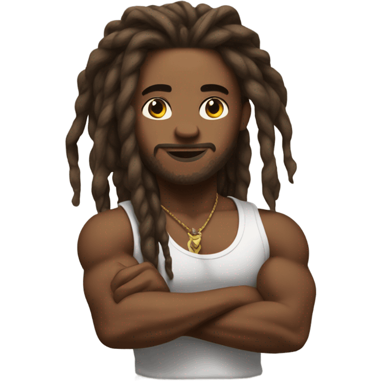 Flexing brown with tattoos and long dreadlocks  emoji