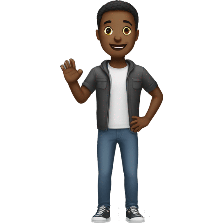 Black guy holding hands up emoji