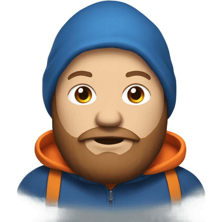 Fat streamer on twitch with blue hoodie and orange beard emoji