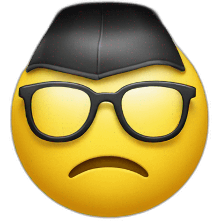 yellow emoji head with glasses and with mortarboard on its head emoji