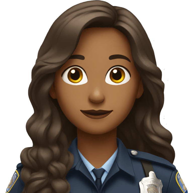 A police woman, brown skin., long hair, happy emoji