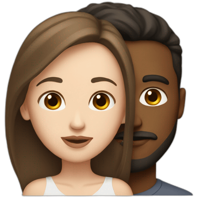 White Man with short dark hair kissing white woman with long brown hair emoji