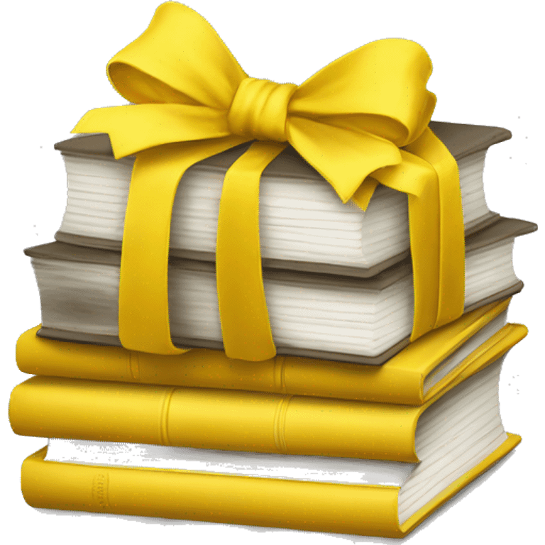 yellow books stacked up and tied together with yellow bow emoji