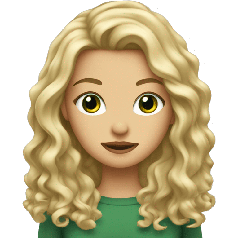 Dirty blonde girl hair with wavy tall hair and green eyes  emoji