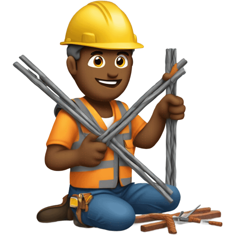 Ironworkers tying rebar emoji