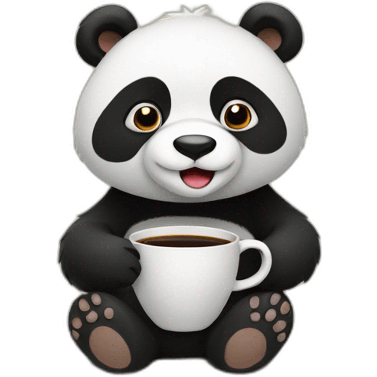 Oso panda with a cup of coffee emoji